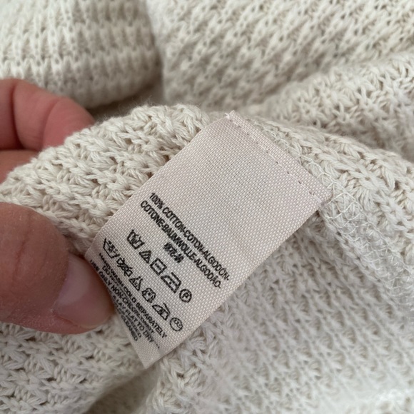 Free People Sunrise Sunset Sweater Cream Thermal Knit Cold Shoulder - M - Picture 8 of 8